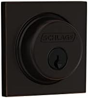 SCHLAGE Single-Cylinder Deadbolt with Collins Trim Aged Bronze B60 N COL 716