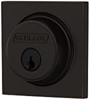 SCHLAGE Single-Cylinder Deadbolt with Collins Trim Aged Bronze B60 N COL 716