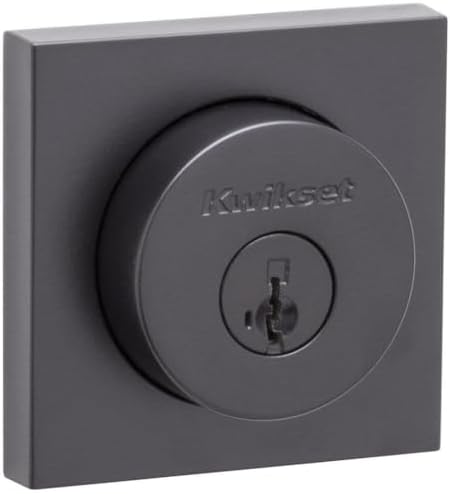Kwikset Halifax Square Rose Deadbolt with SmartKey Matte Black