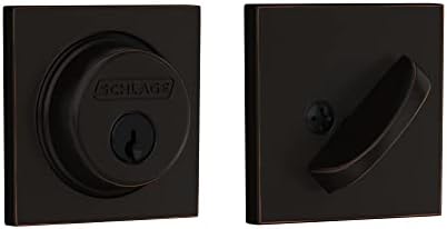 SCHLAGE Single-Cylinder Deadbolt with Collins Trim Aged Bronze B60 N COL 716