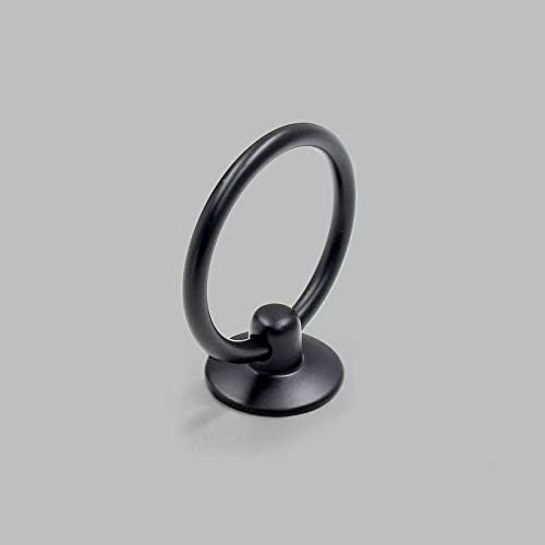 6Pcs Round Ring Drawer Pulls Matte Black Handles for Cabinets