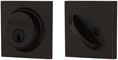 SCHLAGE Single-Cylinder Deadbolt with Collins Trim Aged Bronze B60 N COL 716