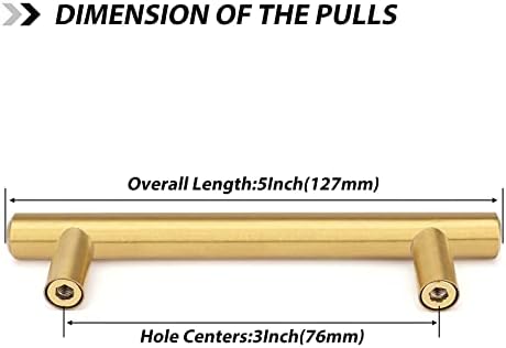 20-Piece Brushed Brass Cabinet Handle Pulls of Premium Stainless Steel