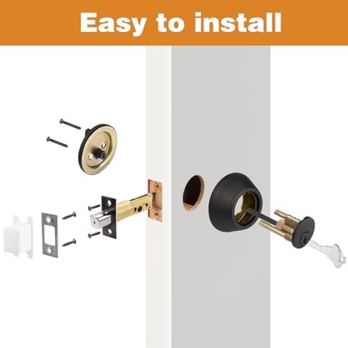 Probrico 3 Pack Oil Rubbed Bronze Single Cylinder Deadbolt Lock Set