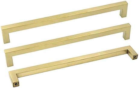 GoldenWarm Square Drawer PullsBrushed BrassStainless SteelModern Design