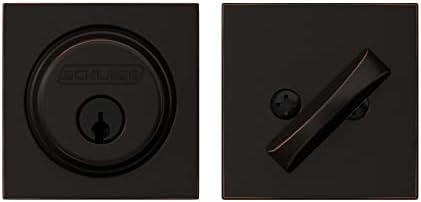 SCHLAGE Single-Cylinder Deadbolt with Collins Trim Aged Bronze B60 N COL 716