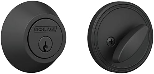 SCHLAGE JD60622 Single Cylinder Deadbolt Matte Black with Key Lock