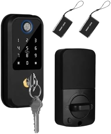 KIEEQGAKFingerprint Door Lock Smart Deadbolt for Home Entryways Black