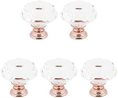 Stunning 5-Piece Crystal Pull knobs for Cabins - Rose Gold Bottom Design