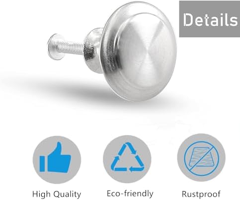 24Pcs Stainless Steel Round Cabinet Knobs with Screws for Cupboard Dresser Wardrobe