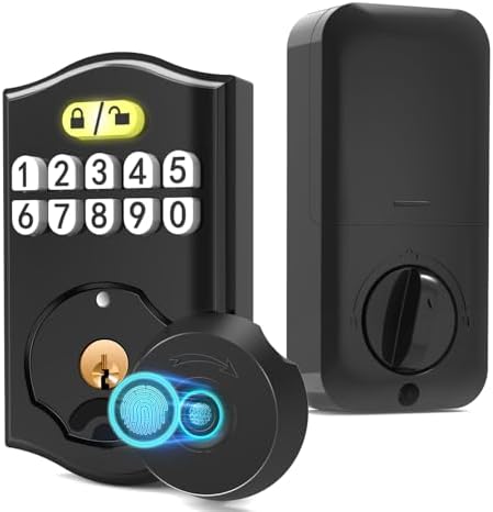 Smart Deadbolt Lock - Keyless Entry Door with Fingerprint Unlock 20 User Codes