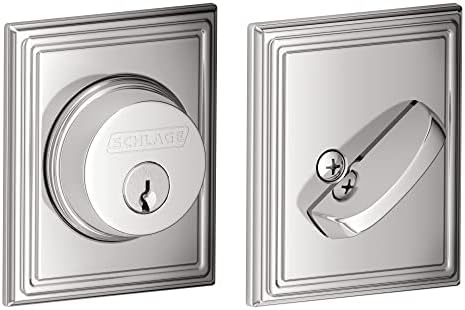 SCHLAGE Single Cylinder Deadbolt Bright Chrome with Addison Trim