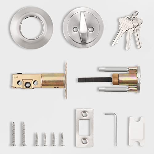 Probrico Single Cylinder Deadbolt Brushed Nickel Keyed Alike Combo Pack