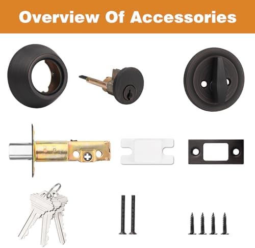 Probrico 3 Pack Oil Rubbed Bronze Single Cylinder Deadbolt Lock Set