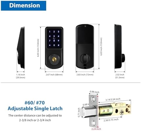 Tuya WiFi Smart Deadbolt with Fingerprint and Digital Keypad