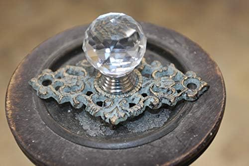 Elegant Cast Iron Glass Knob Pulls - 3 inch Bronze Backplate Set