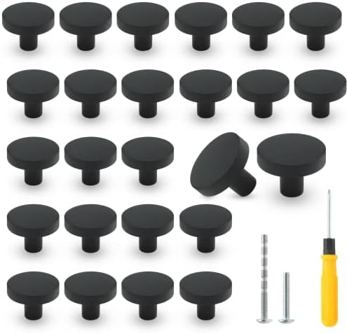 25-Piece Matte Black Cabinet Knobs for Dresser Drawers