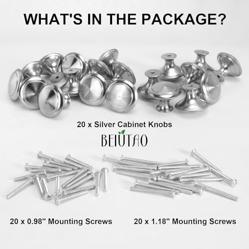 Silver Cabinet Knobs Anti-Rust Brushed Nickel BEIUTAO 30mm