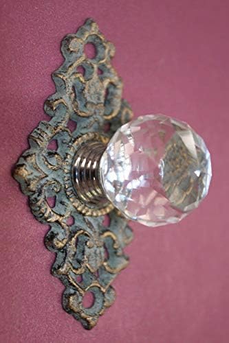 Elegant Cast Iron Glass Knob Pulls - 3 inch Bronze Backplate Set