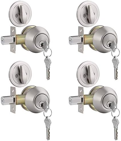 Secure Stylish Gobrico Satin Nickel Deadbolts 4-Pack