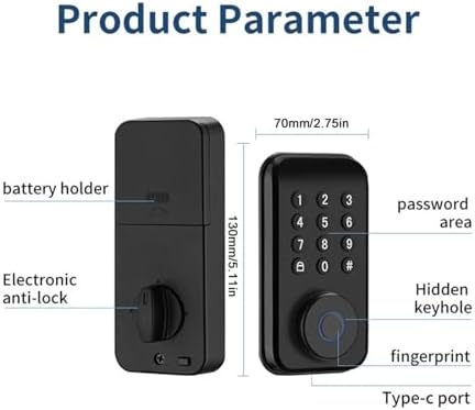 Smart Deadbolt Lock with Tuya Bluetooth App and Waterproof Design