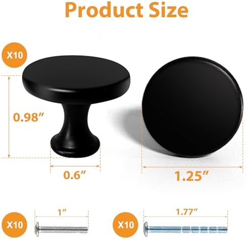 10-Piece Matte Black Knobs