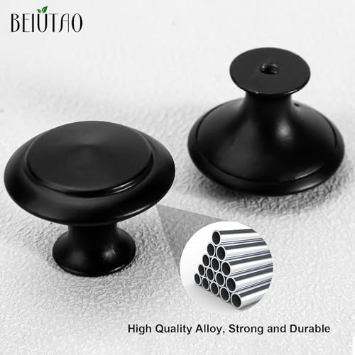 Matte Black Cabinet Knobs 35 Pack for Kitchen and Bathroom