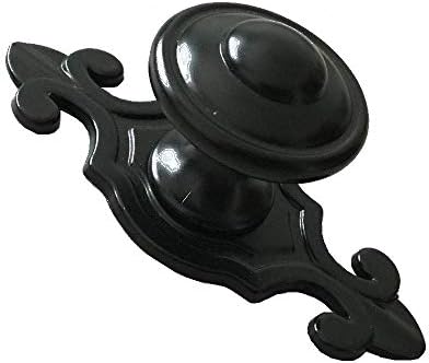 Black Drawer Knob with Back Plate