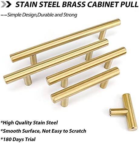 20-Piece Brushed Brass Cabinet Handle Pulls of Premium Stainless Steel