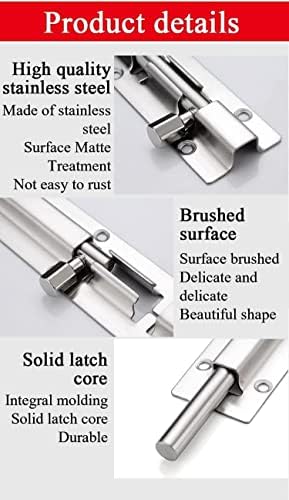 Durable Surface-Mounted Sliding Door Lock Brushed Stainless Steel