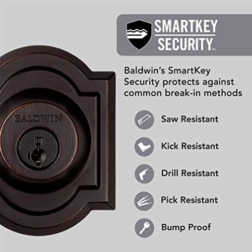 Baldwin Arch SmartKey Deadbolt with Microban Easy Install 100 Re-keyable