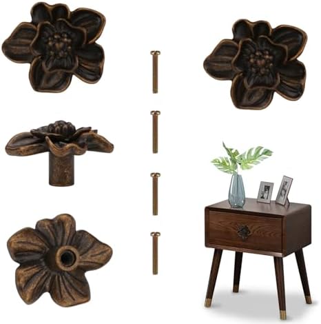 Brosay Flower Shaped Cabinet Knob 4 Pcs Copper