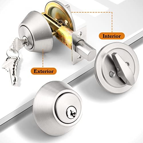 Probrico Single Cylinder Deadbolt Brushed Nickel Keyed Alike Combo Pack