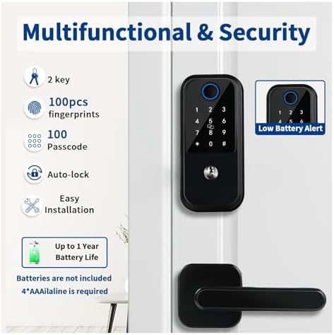 Smart Deadbolt Lock with Bluetooth and Fingerprint Control