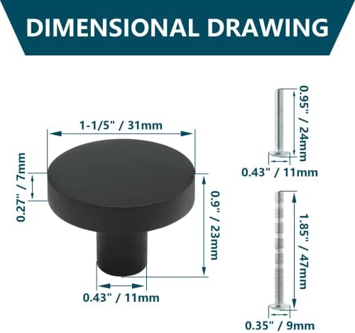 25-Piece Matte Black Cabinet Knobs for Dresser Drawers