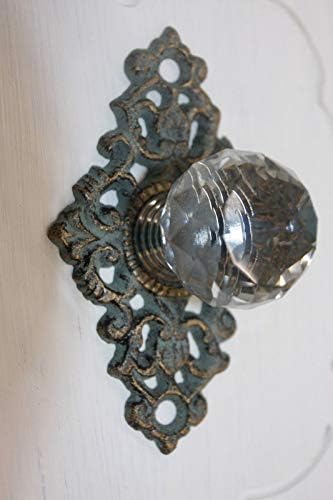 Elegant Cast Iron Glass Knob Pulls - 3 inch Bronze Backplate Set