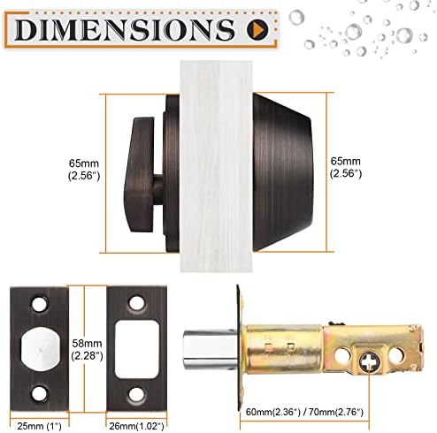 Probrico 3 Pack Oil Rubbed Bronze Single Cylinder Deadbolt Lock Set