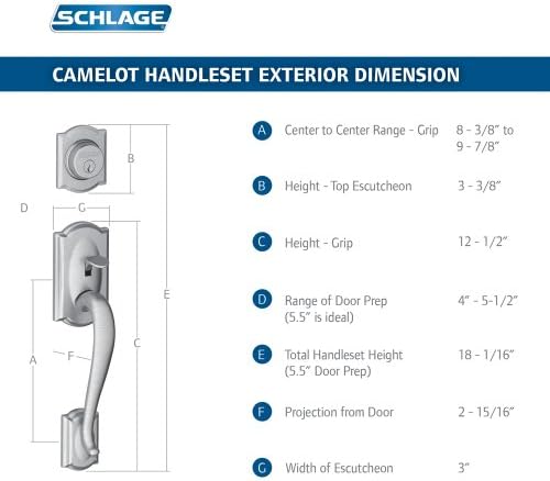 Schlage F58 CAM 620 Camelot Set with Deadbolt - Antique Pewter
