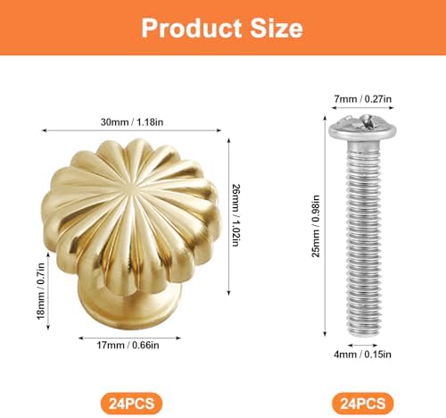 24-Piece Gold Cabinet Knobs Set for Drawers Cabinets