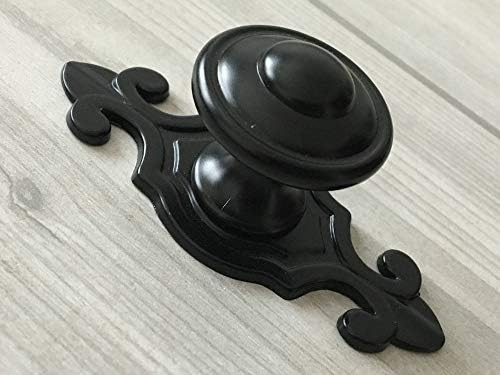 Black Drawer Knob with Back Plate
