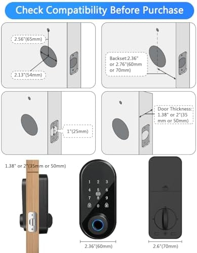 ZWSIUWO Fingerprint Smart Deadbolt Door Lock with Keypad App Remote Control