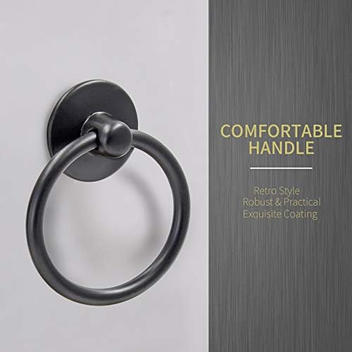 6Pcs Round Ring Drawer Pulls Matte Black Handles for Cabinets