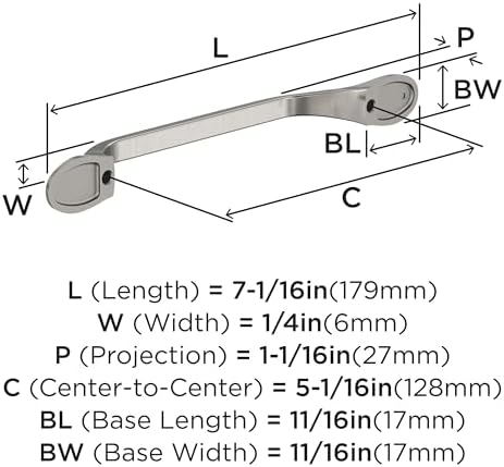 Amerock Satin Nickel Cabinet Pull 5-116 Inch