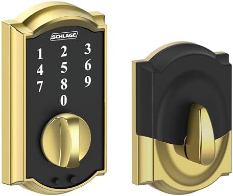 SCHLAGE BE375 CAM 605 Touch Keyless Touchscreen Electronic Deadbolt Lock Bright Brass