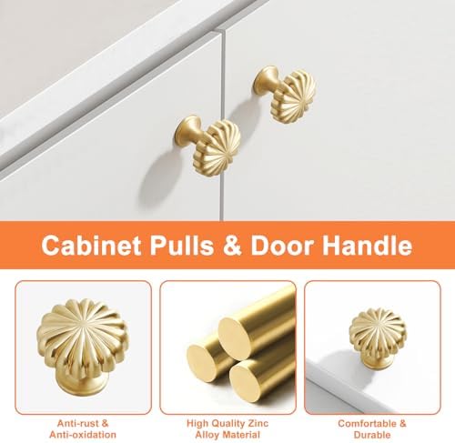 24-Piece Gold Cabinet Knobs Set for Drawers Cabinets