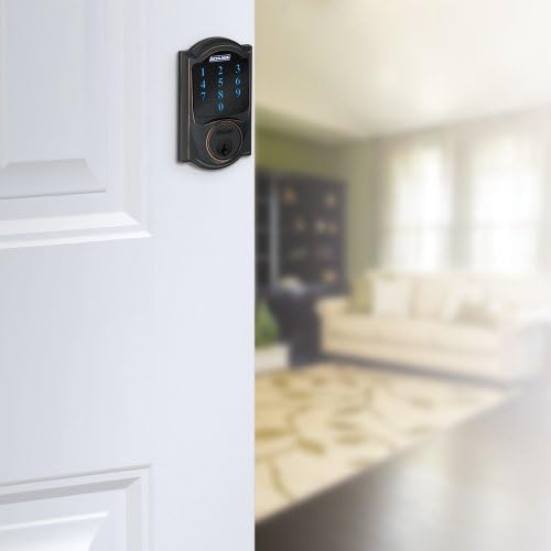 SCHLAGE Connect Camelot Touchscreen Deadbolt Smart Lock with Alarm Aged Bronze