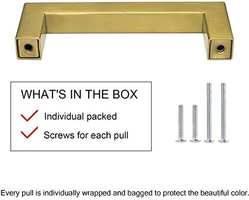 GoldenWarm Square Drawer PullsBrushed BrassStainless SteelModern Design