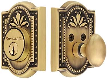 Nostalgic Warehouse Door Hardware Set Barn-Style Single Cylinder Deadbolt Antique Brass