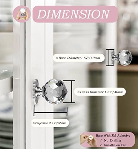 Crystal Self Stick Knobs - Crystal knobs for cabins Moonlight Silver