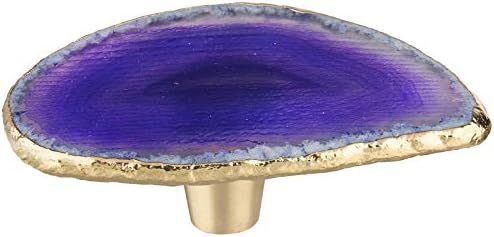 Rockcloud 4 Pack Agate Slice Drawer Knobs with Gold Edge